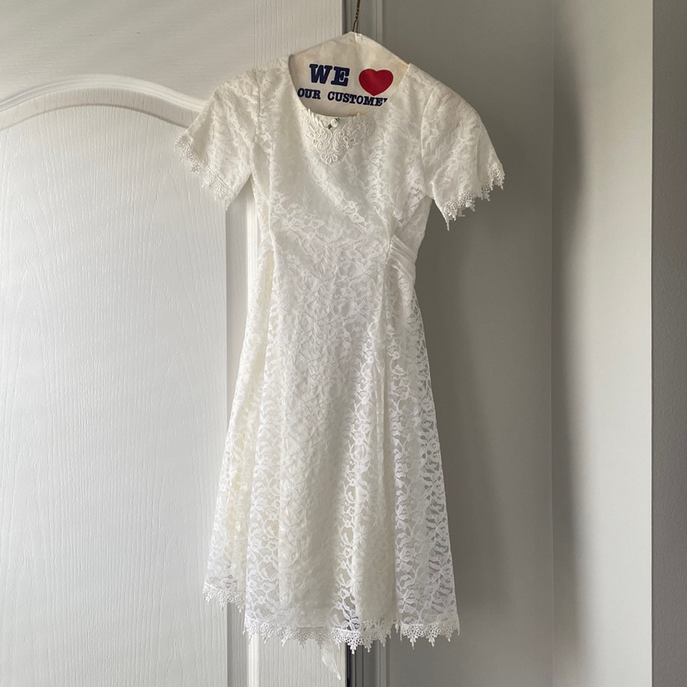 Vintage Girls Communion Dress with Veil Headband